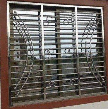Modern stainless steel window grill design